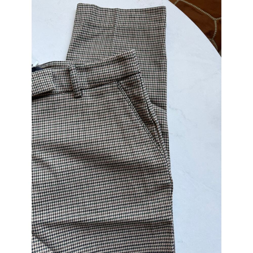 NWT Mango Brown Micro Check Skinny Crop Pants Womens 6 Career Stretch - Picture 8 of 10